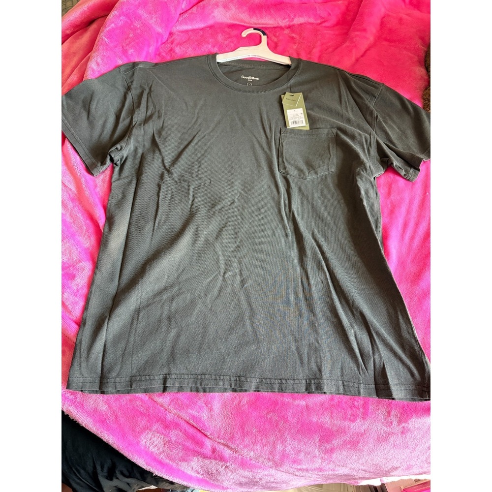Men's Crew Neck T Shirts L Black/Gray Goodfellow Short Sleeve Relaxed Fit